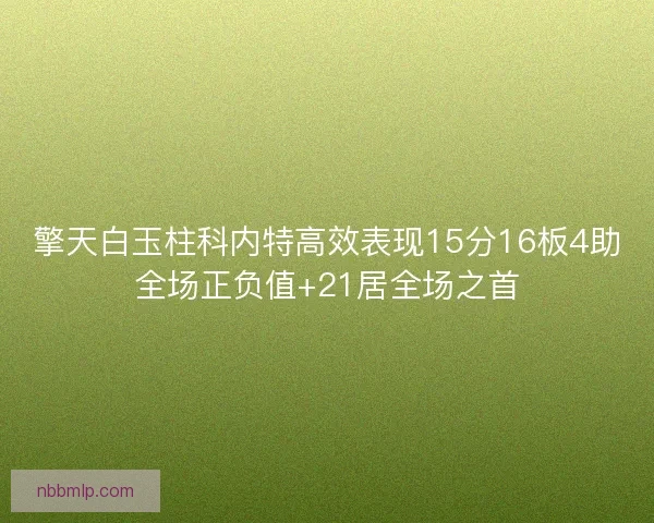 擎天白玉柱科内特高效表现15分16板4助全场正负值+21居全场之首
