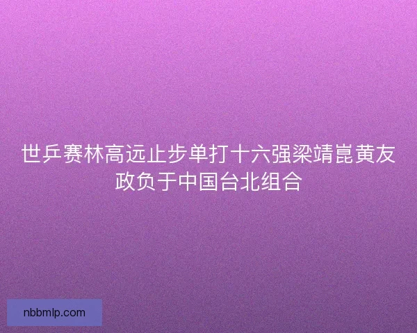 世乒赛林高远止步单打十六强梁靖崑黄友政负于中国台北组合