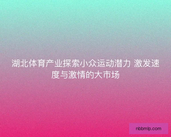 湖北体育产业探索小众运动潜力 激发速度与激情的大市场